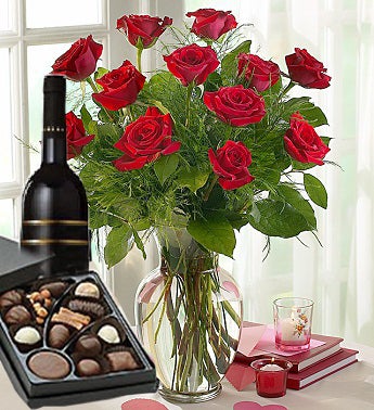 Roses, Wine and Chocolate Combo