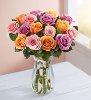 Sorbet Roses, 18 Stems + Free Vase