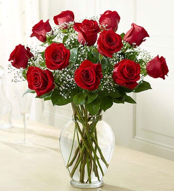 long stem red roses