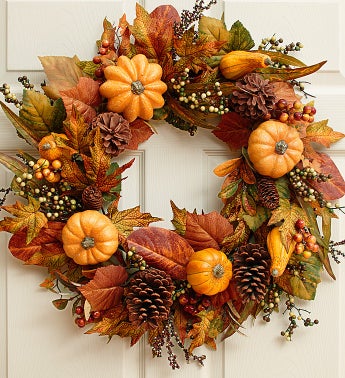 Cream Pumpkin & Gourd Wreath