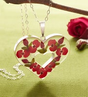 Fresh Rosebud Heart Pendant Necklace