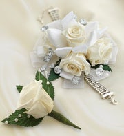 Infinite Rose White Corsage & Boutonniere