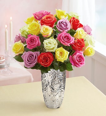 Two dozen assorted roses