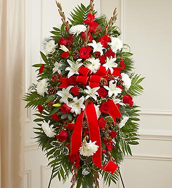 Sympathy Standing Spray in Christmas Colors