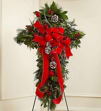 Sympathy Cross in Christmas Colors