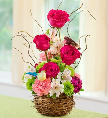 Springtime Bird Nest of Flowers