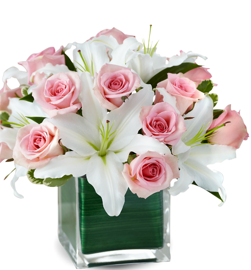 Modern Embrace? Pink Rose & Lily Cube