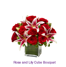 Rose & Lily Cube Bouquet