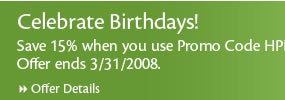 Birthday Save 15%